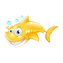 Haifisch Aufkleber – gelber Tier-Sticker für...