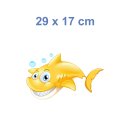 Haifisch Aufkleber – gelber Tier-Sticker für Auto, Fenster & Co. (29 x 17 cm)