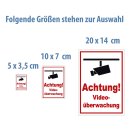 Videoüberwachung Aufkleber – Warnhinweis Sticker für Innen & Außen (20 cm 4 Stück)