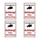 Videoüberwachung Aufkleber – Warnhinweis Sticker für Innen & Außen (5 cm 4 Stück)