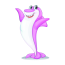 Haifisch Aufkleber – Lustiger Tier-Sticker in Lila...