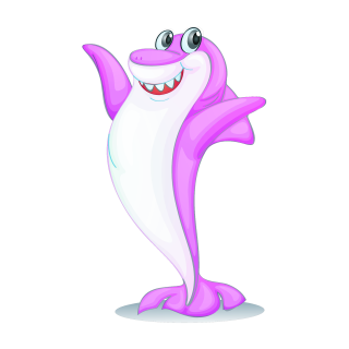 Haifisch Aufkleber – Lustiger Tier-Sticker in Lila für Auto & Co. (10 x 16 cm)