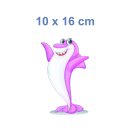 Haifisch Aufkleber – Lustiger Tier-Sticker in Lila für Auto & Co. (10 x 16 cm)