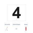 Hausnummernschild aus Aluminium 13 x 11 cm – wetterfestes Türschild mit Zahl 4 (gelocht & Kit)