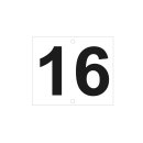 Hausnummernschild aus Aluminium 13 x 11 cm – wetterfestes Türschild mit Zahl 16 (gelocht)