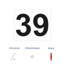 Hausnummernschild aus Aluminium 13 x 11 cm – wetterfestes Türschild mit Zahl 39 (gelocht & Kit)