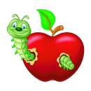 Apfel mit Wurm Aufkleber – lustiger Tier-Sticker...