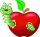 Aufkleber Apfel mit Wurm selbstklebend Sticker Autoaufkleber Motorradhelm Dekoration Wohnwagen Heckscheibenaufkleber Car Set wetterfest 10 x 10 cm