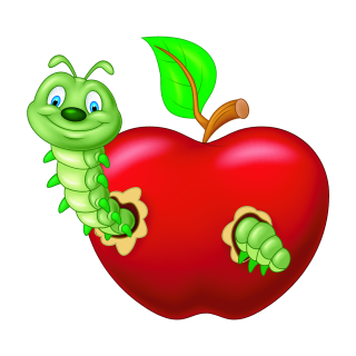 Apfel mit Wurm Aufkleber – lustiger Tier-Sticker für Auto, Fenster & Co. (20 x 18 cm)