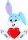 Aufkleber Hase mit Herz selbstklebend Sticker Autoaufkleber Motorradhelm Dekoration Wohnwagen Heckscheibenaufkleber Car Set wetterfest 10 x 14 cm