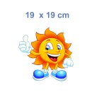 Lustiger Sonne Fun Aufkleber – wetterfester Sticker für Auto, Helm & Co. (19  x 19 cm)