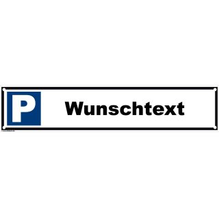 Parkplatzschild 52x11cm Wunschtext 52 x 11 cm gelocht