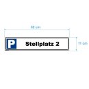Parkplatzschild - Stellplatz 2 - 52 x 11 cm gelocht & Kit Parkverbotsschild parken verboten Einfahrt freihalten Privatparkplatz