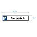 Parkplatzschild - Stellplatz 3 - 52 x 11 cm gelocht & Kit Parkverbotsschild parken verboten Einfahrt freihalten Privatparkplatz