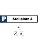 Parkplatzschild - Stellplatz 4 - 52 x 11 cm gelocht & Kit Parkverbotsschild parken verboten Einfahrt freihalten Privatparkplatz