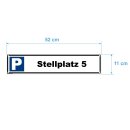 Parkplatzschild - Stellplatz 5 - 52 x 11 cm gelocht & Kit Parkverbotsschild parken verboten Einfahrt freihalten Privatparkplatz