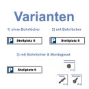 Parkplatzschild - Stellplatz 6 - 52 x 11 cm gelocht & Kit Parkverbotsschild parken verboten Einfahrt freihalten Privatparkplatz