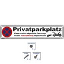 Parkplatzschild - Privatparkplatz - 52 x 11 cm gelocht & Kit Verbotsschild Verkehrs-Schilder Einfahrt freihalten parken verboten Parkverbotsschild