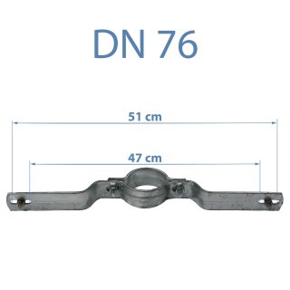 Rohrschelle DN76 verzinkt – für 76 mm Rundrohr mit 500 mm Bohrlochabstand (5 Stück)