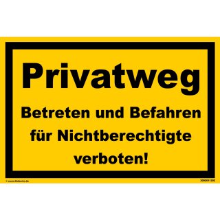 Keine Haftung Betreten u ALU oder PVC-Schild Privatweg Befahren verboten 
