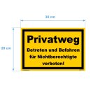 Verbotsschild Parkverbot - Privatweg Betreten und Befahren für Nichtberechtigte verboten! - Warnhinweis 20 x 30 cm gelocht