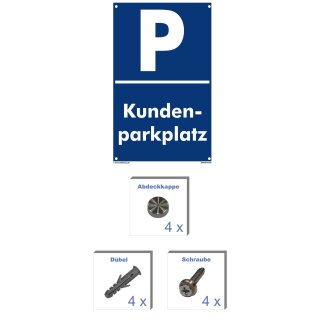 Verbotsschild Parkverbot - Kundenparkplatz - Warnhinweis 40 x 60 cm gelocht & Kit