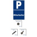 Verbotsschild Parkverbot - Mitarbeiter - Warnhinweis 30 x 45 cm gelocht & Kit