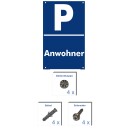 Verbotsschild Parkverbot - Anwohner - Warnhinweis 20 x 30 cm gelocht & Kit