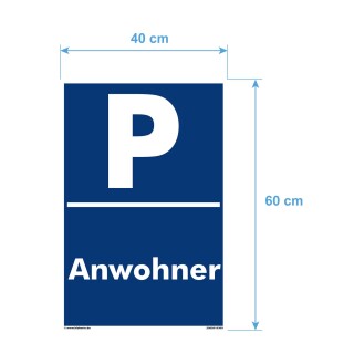Verbotsschild Parkverbot - Anwohner - Warnhinweis 40 x 60 cm gelocht