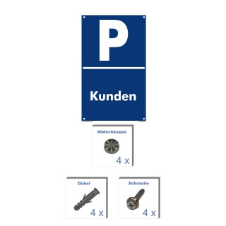 Verbotsschild Parkverbot - Kunden - Warnhinweis 40 x 60 cm gelocht & Kit