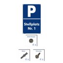 Verbotsschild Parkverbot - Stellplatz 1 - Warnhinweis 20 x 30 cm gelocht & Kit