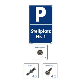 Verbotsschild Parkverbot - Stellplatz 1 - Warnhinweis 30 x 45 cm gelocht & Kit