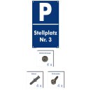 Verbotsschild Parkverbot - Stellplatz 3 - Warnhinweis 20 x 30 cm gelocht & Kit