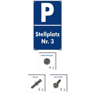 Verbotsschild Parkverbot - Stellplatz 3 - Warnhinweis 40 x 60 cm gelocht & Kit