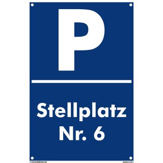 Verbotsschild Parkverbot - Stellplatz 6 - Warnhinweis 40 x 60 cm gelocht