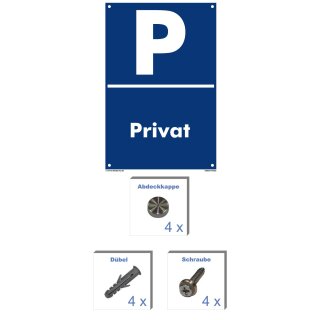 Verbotsschild Parkverbot - Privat - Warnhinweis 20 x 30 cm gelocht & Kit