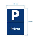 Verbotsschild Parkverbot - Privat - Warnhinweis 30 x 45 cm gelocht