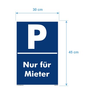 Verbotsschild Parkverbot - Nur für Mieter - Warnhinweis 30 x 45 cm gelocht