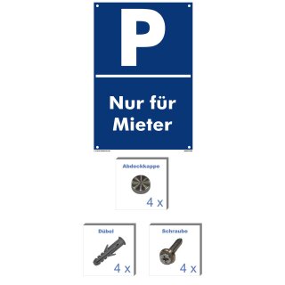 Verbotsschild Parkverbot - Nur für Mieter - Warnhinweis 40 x 60 cm gelocht & Kit