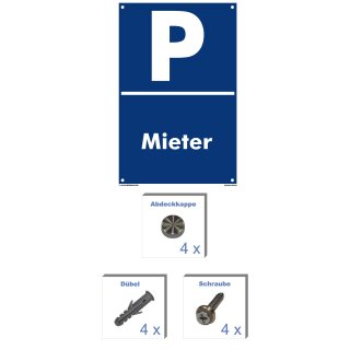 Verbotsschild Parkverbot - Mieter - Warnhinweis 20 x 30 cm gelocht & Kit