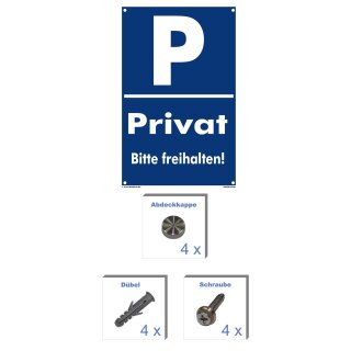 Privatparkplatz Schild - Privat Bitte freihalten - 30 x 45 cm mit Bohrlöchern & Kit Parken verboten Schild Privatgrundstück