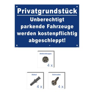 Verbotsschild Parkverbot - Privatgrundstück Unberechtigte …..! - Warnhinweis 20 x 30 cm gelocht & Kit