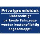 Verbotsschild Parkverbot - Privatgrundstück Unberechtigte …..! - Warnhinweis 30 x 45 cm gelocht