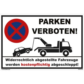 Verbotsschild Parkverbot - Parken verboten - Warnhinweis 20 x 30 cm