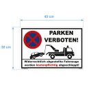 Verbotsschild Parkverbot - Parken verboten - Warnhinweis 30 x 45 cm gelocht & Kit