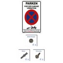 Verbotsschild Parkverbot - Parken vor der Garage verboten! - Warnhinweis 40 x 60 cm gelocht & Kit