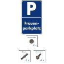 Verbotsschild Parkverbot - Frauenparkplatz - Warnhinweis 30 x 45 cm gelocht & Kit