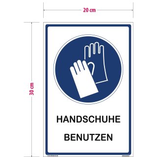 Hinweisschild Labor - Handschuhe benutzen - 20 x 30 cm gelocht Arbeitshandschuhe Gummihandschuh Werkstatt