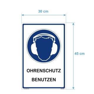 Hinweisschild Labor - Ohrenschutz benutzen - 30 x 45 cm Gehörschutz Arbeit Lärmschutz Kopfhörer