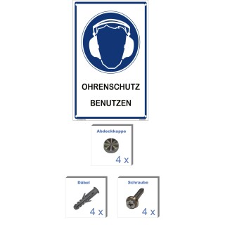 Hinweisschild Labor - Ohrenschutz benutzen - 30 x 45 cm gelocht & Kit Gehörschutz Arbeit Lärmschutz Kopfhörer